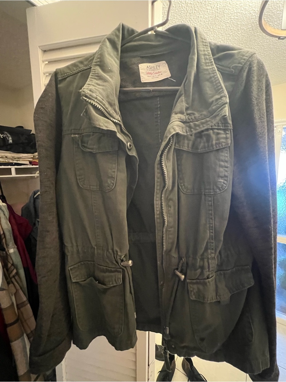Ashley By 26 International Olive Utility Jacket with Drawstring Waist